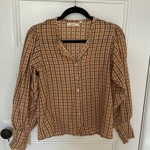 Doen Brown Checkered Blouse